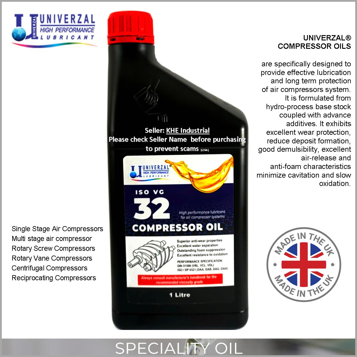 Air Compressor Oil (LITER) 1000ml Made in United Kingdom SIngle Air Compressor Oil Multi Stange