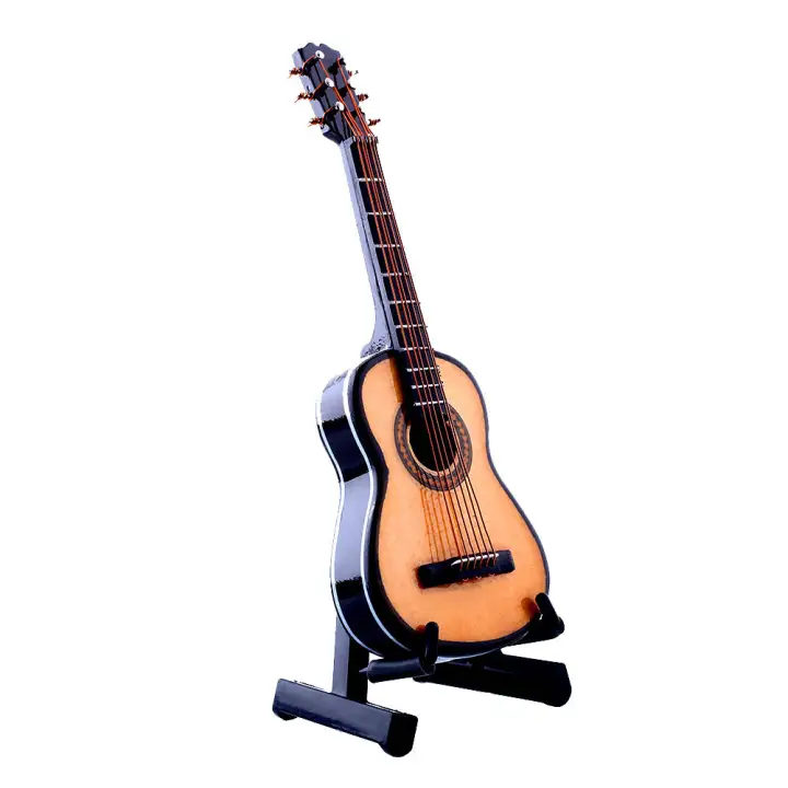 1 12 Mini Acoustic Guitar Wooden Miniature Musical Dollhouse With Case New Size 9 7cm L X 3 5cm W X 1cm H Lazada Ph