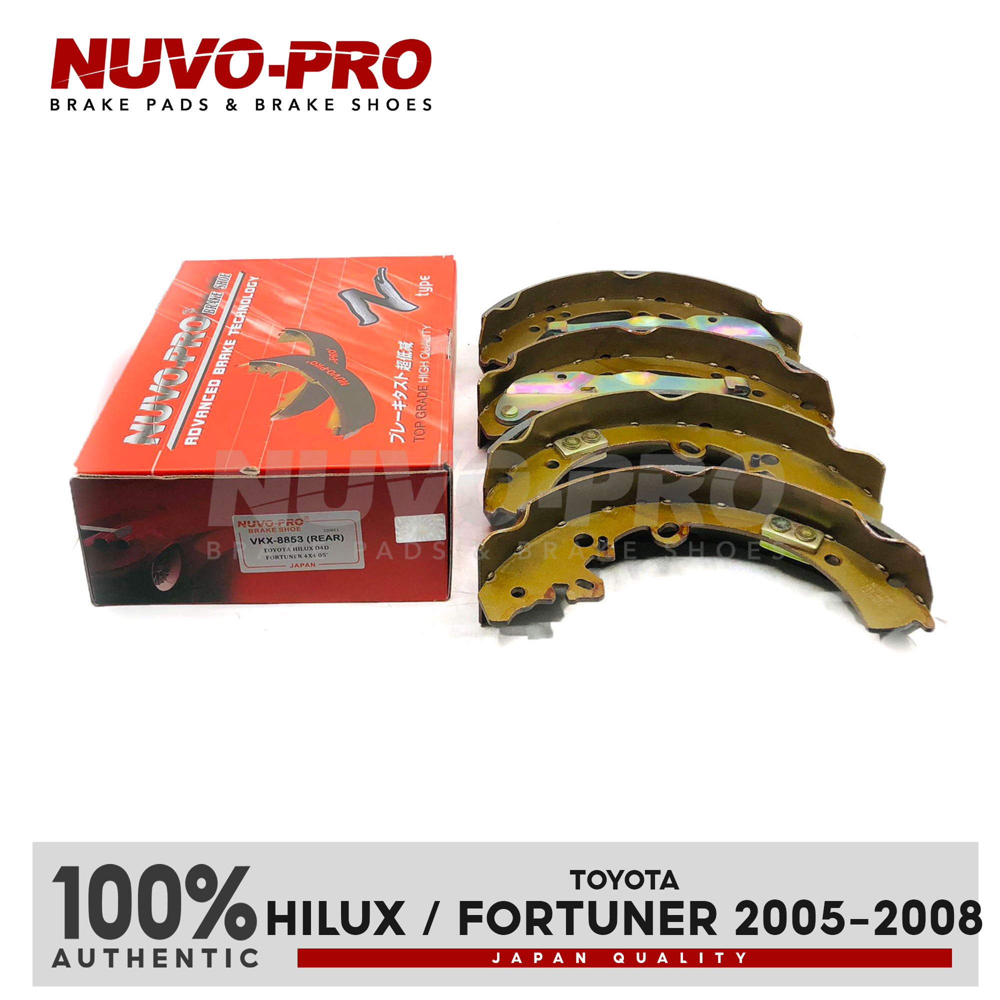 NuvoPro Brake Shoe Rear Toyota Hilux Fortuner 20052008 VKX8853 SET