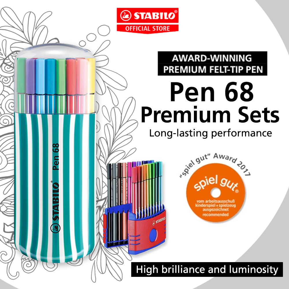 STABILO Pen 68 Fiber Tip Pen Premium Set for Coloring Lettering Drawing  Stationery