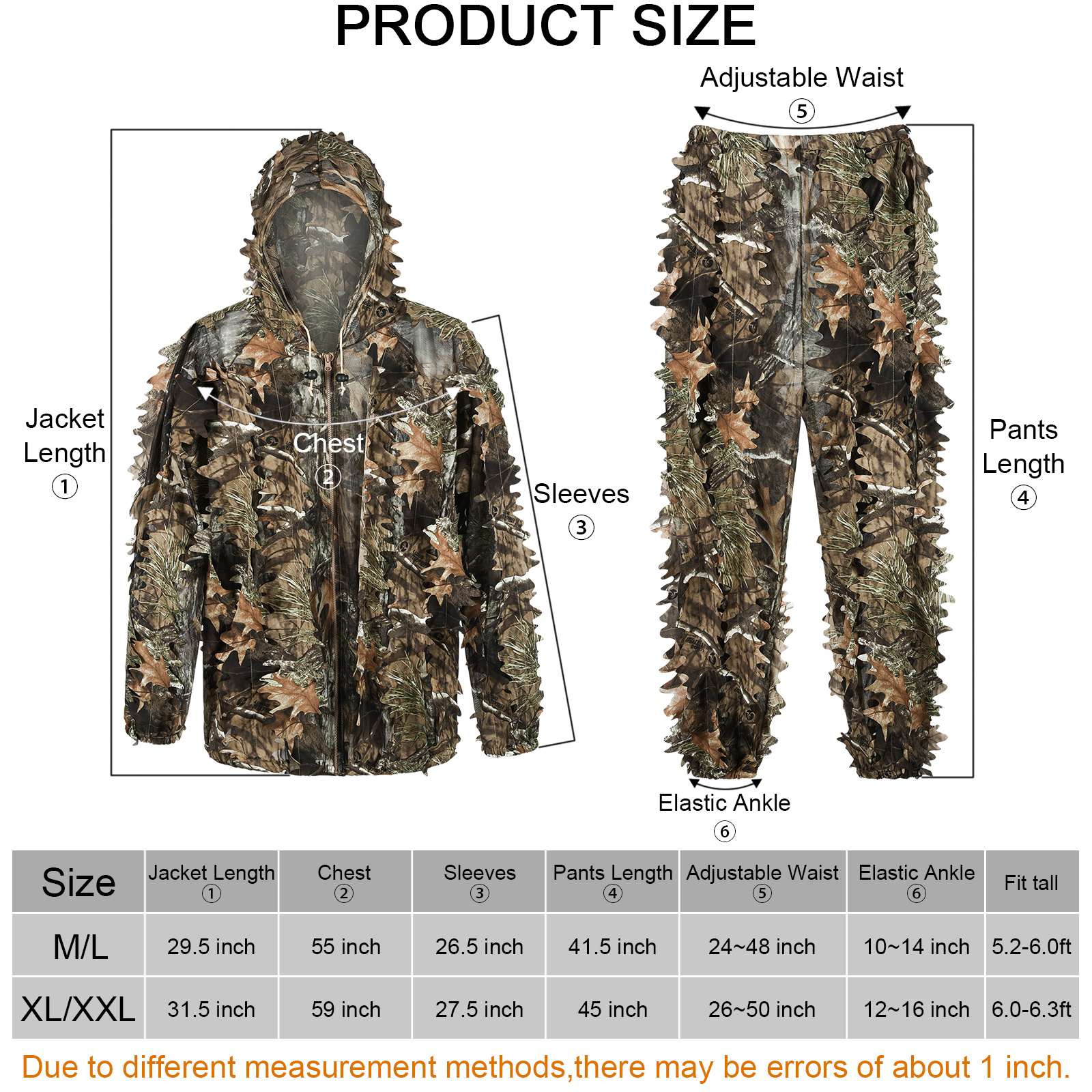 LOOGU Camo Poncho Camouflage Suit Ghillie Tree Camo Suit for