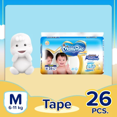 [DIAPER SALE] MamyPoko Extra Dry Medium (6-11 kg) - 26 pcs x 1 pack (26 pcs) - Tape Diaper