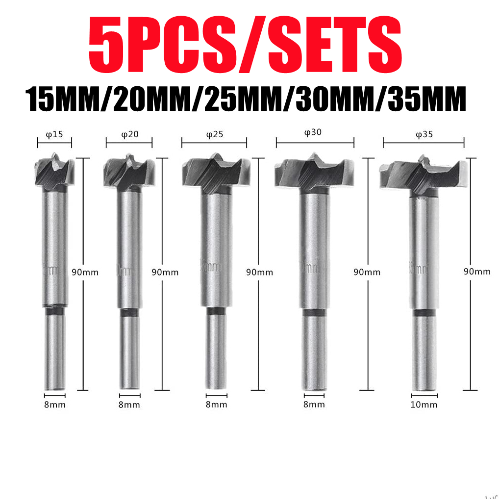 HPHOPE 15mm Forstner Bit – Carbon Steel, 90mm Total Length, Precise Center Point For Clean Holes In Wood