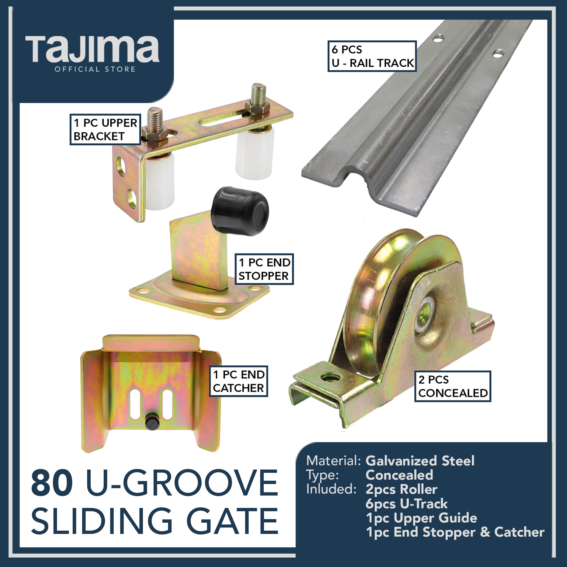 Sliding Gate UGroove Hardware Set (Rollers, Tracks, Stopper, Catcher, Guide) Lazada PH