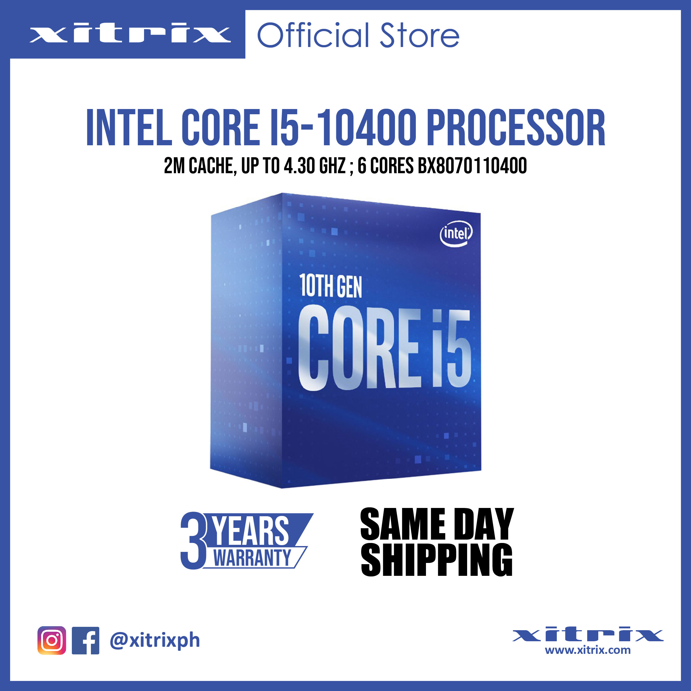 Boxed Intel Core i5-10400 Processor 12M Cache, up to 4.30 GHz ; 6
