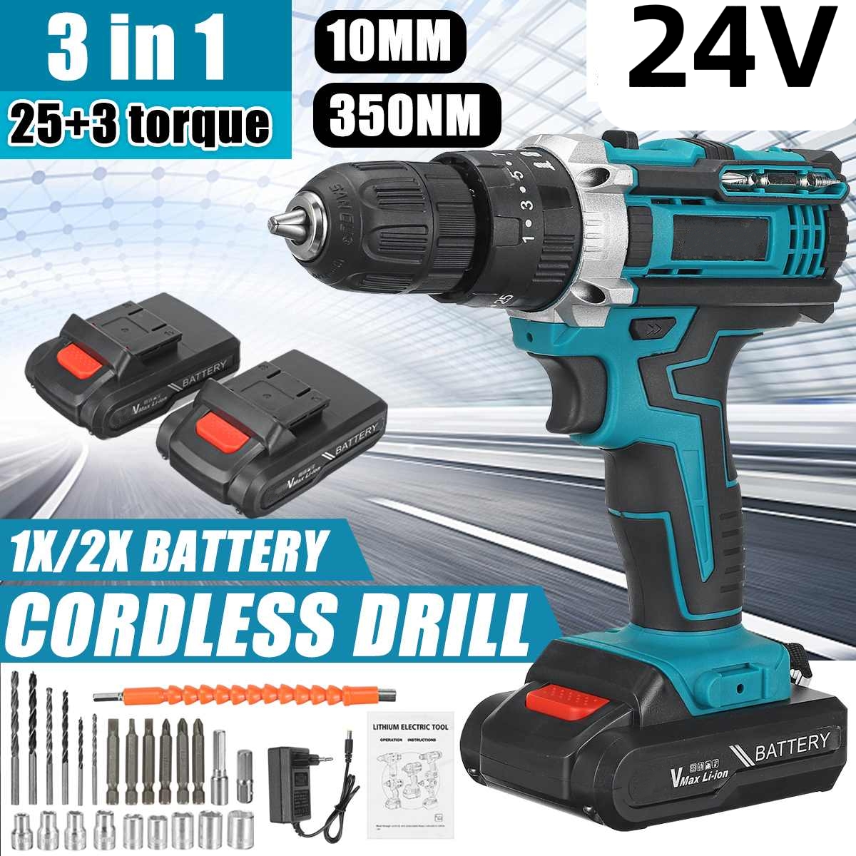 24/48V Cordless Hammer Drill Impact Drill Driver Drill Screwdriver 3