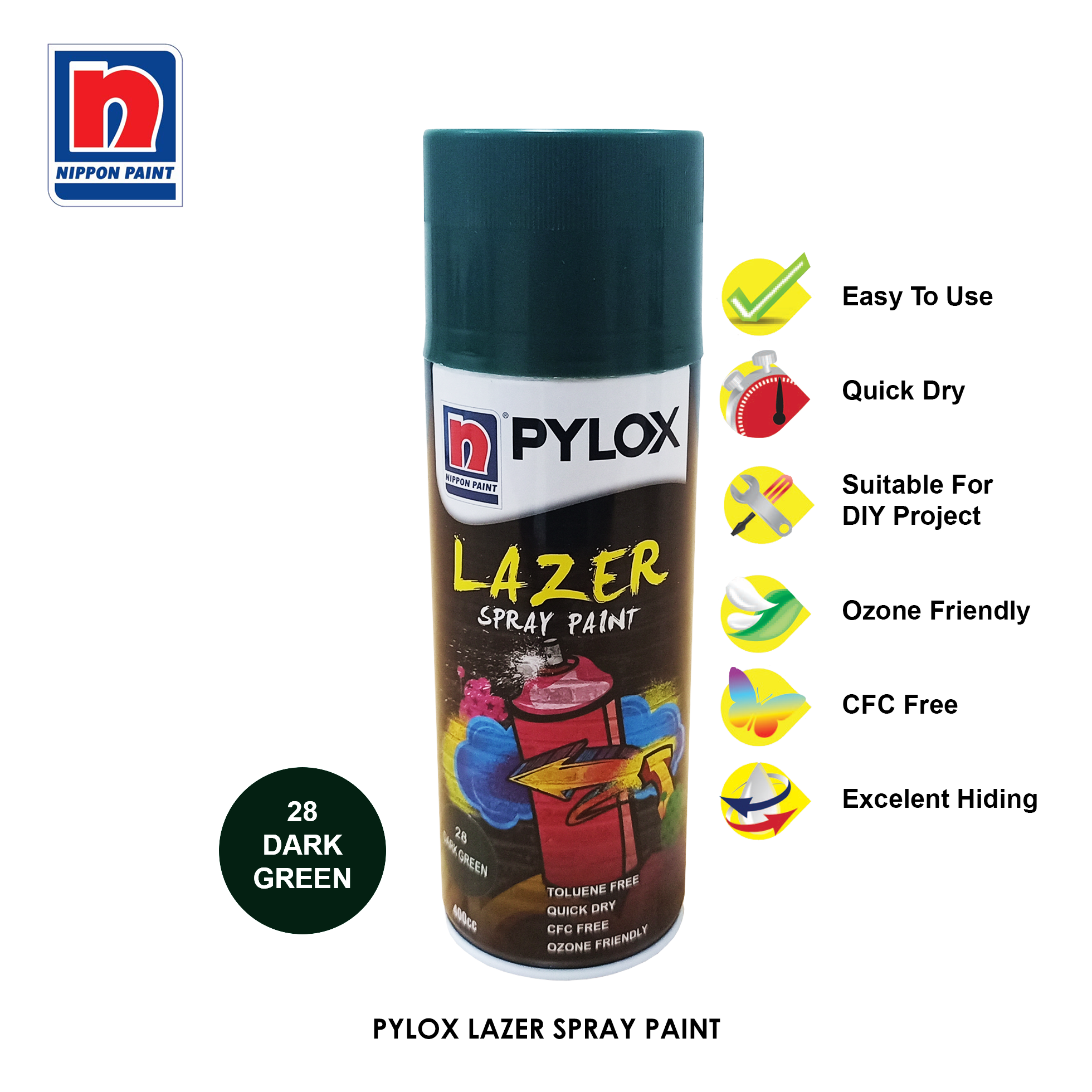 Pylox Lazer Spray Paint Dark Green No.28 Nippon Lazada PH