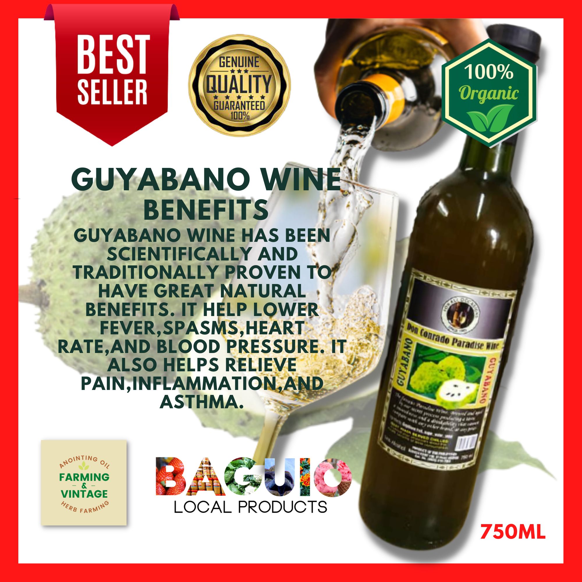 GUYABANO WINE 750ml / 14 Alcohol Export Quality by Don Conrado