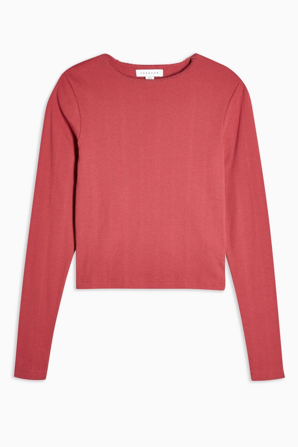 Topshop Red Long Sleeve Pointelle T-shirt | Lazada PH