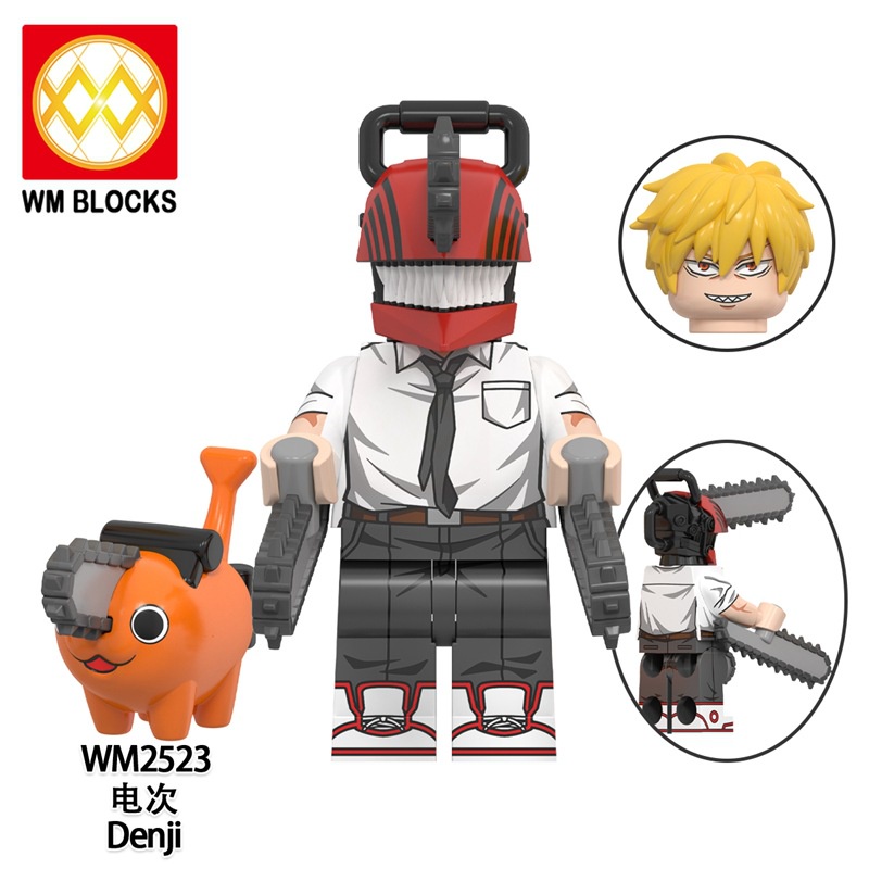 New Wm6159 Chainsaw Man Wm Anime Denji Pochita Power Electric Times Beam  Tolka Angel Building Blocks Mini-figures Kids Toys