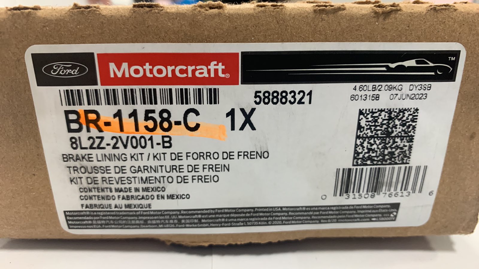Motorcraft BR1508A - Standard Premium Front Disc Brake Pads - View #2