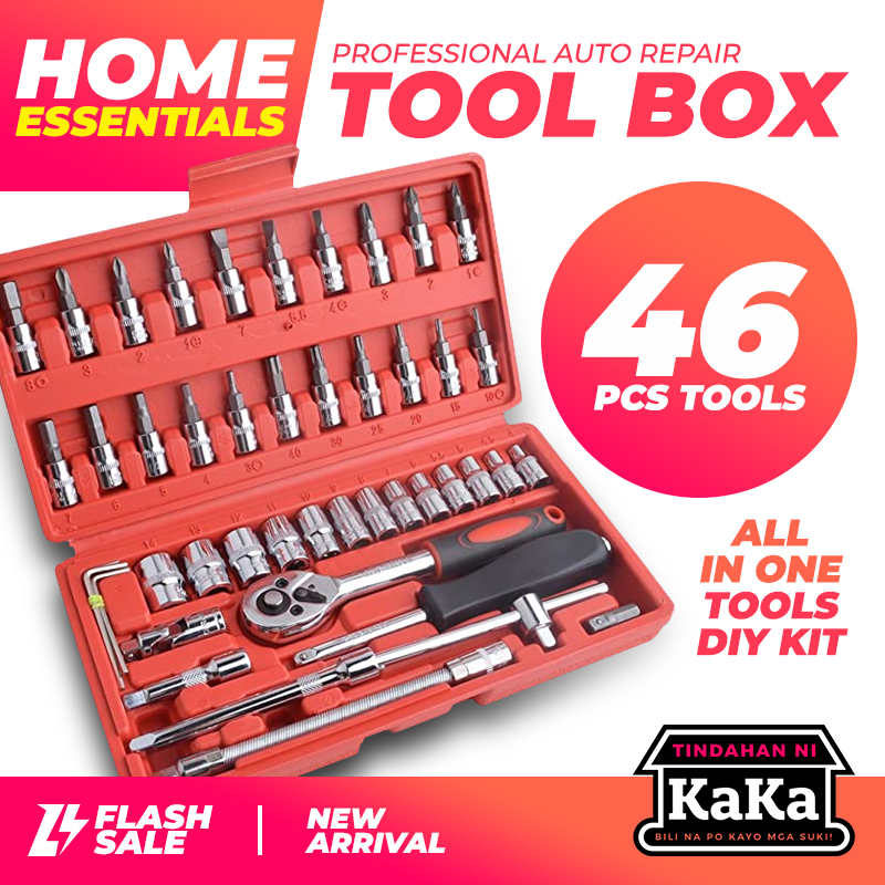 NEW! 46 pcs Tool Box Car Motorcycle Repair Set Combination Socket Set