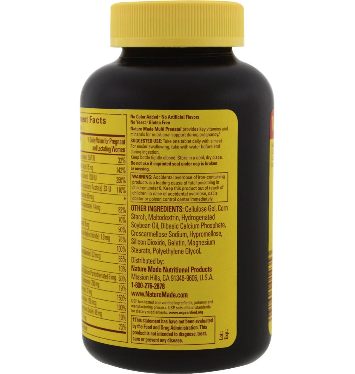 Nature Made Prenatal Multi, 250 Tabs (For expecting mothers and women