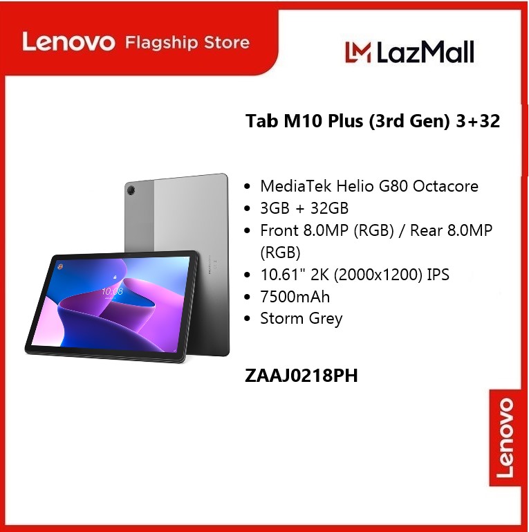 Tablet Lenovo M10 Plus MediaTek Helio G80 4GB 128GB 10,6 2K Storm