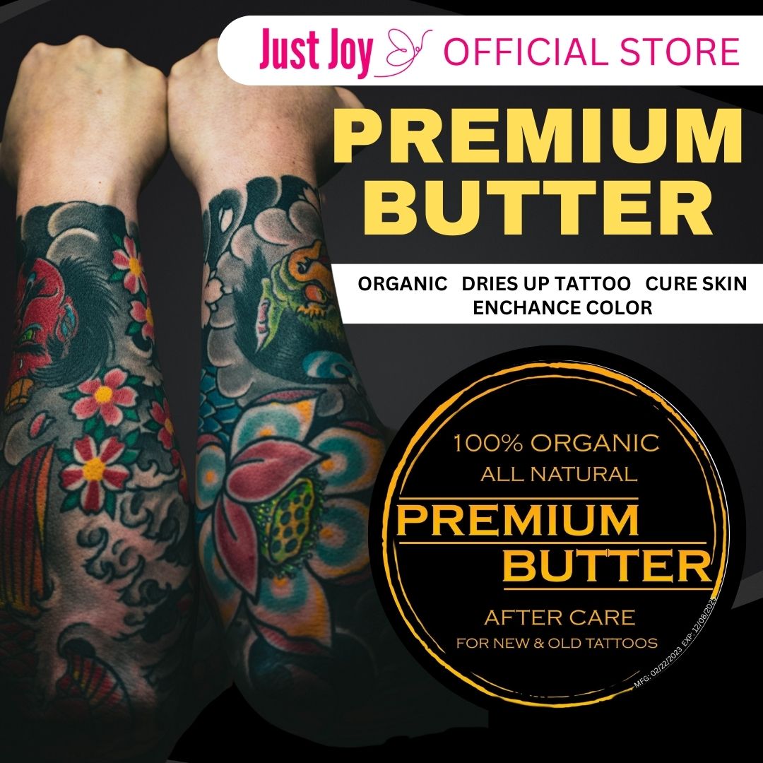 JUST JOY PH Premium Butter Tattoo Aftercare 50g for New & Old Tattoos Healing Balm Tattoo Care Essentials Smooth Safe