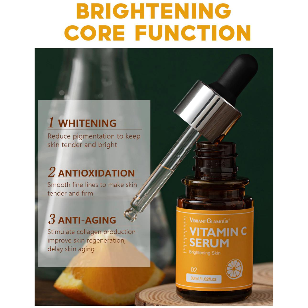 🔥VIBRANT GLAMOUR Natural Vitamin C Facial Serum Whitening Brightening 💯