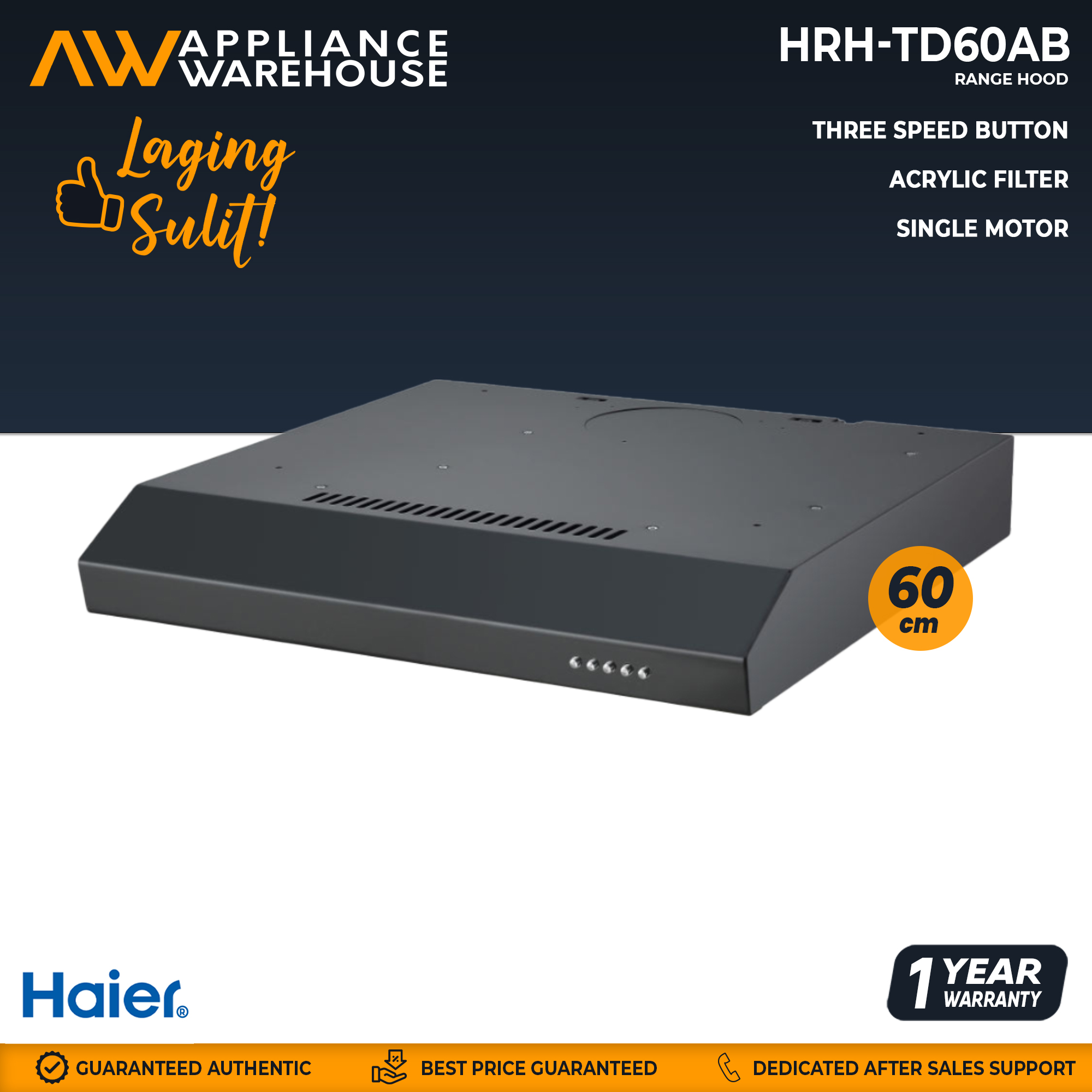 Haier HRHTD60AB 60cm Range Hood (Black) Updated Model Lazada PH