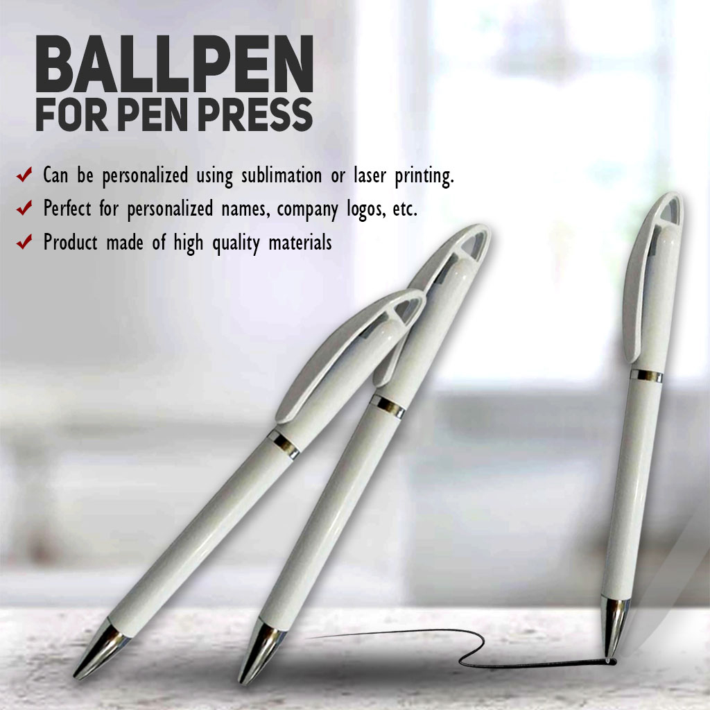 Risefully Printable Ballpen White with Black Ink Ballpoint Pen (5 pcs