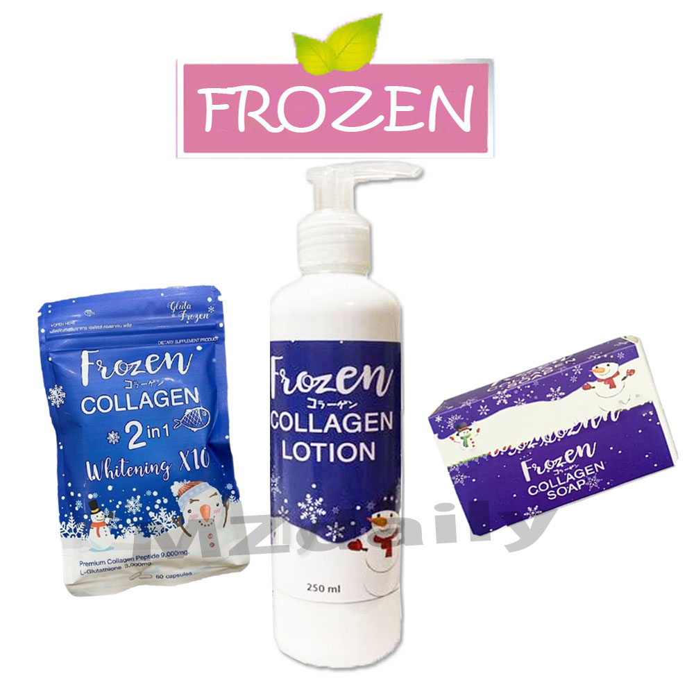 ( 3 in 1 ) Frozen Collagen 60 Capsules +Lotion 250ml + Soap 135g