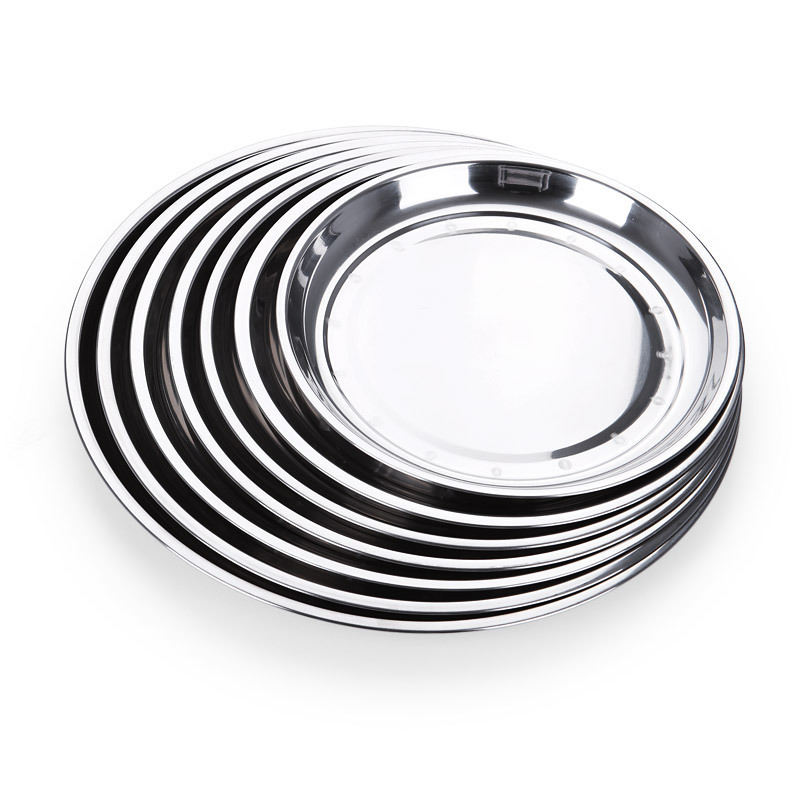 MKLNN Multipurpose Stainless Steel Round Food Tray Serving Plate