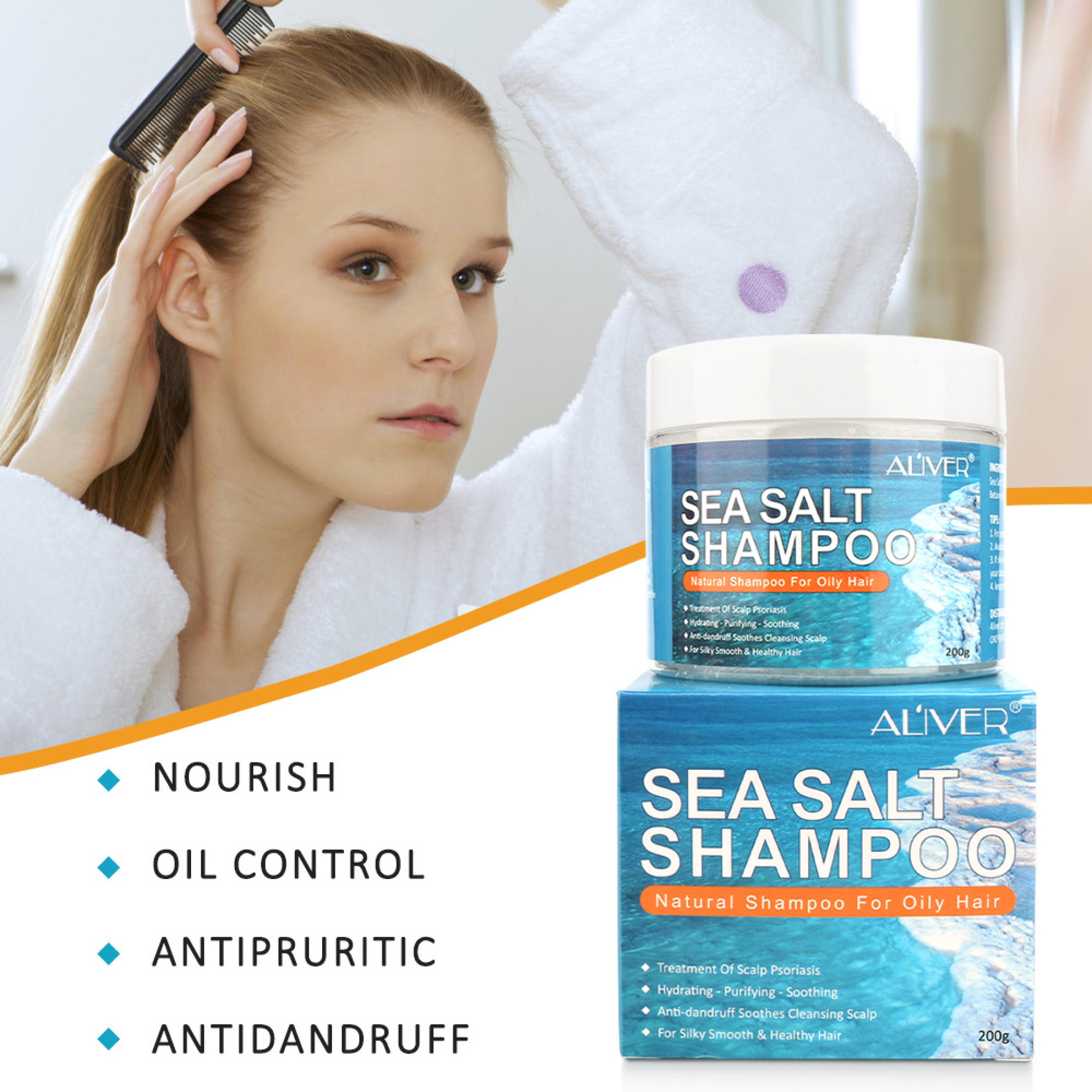 【7Days 100% Effective】240ML ALIVER Sea Salt Anti Dandruff Shampoo For ...