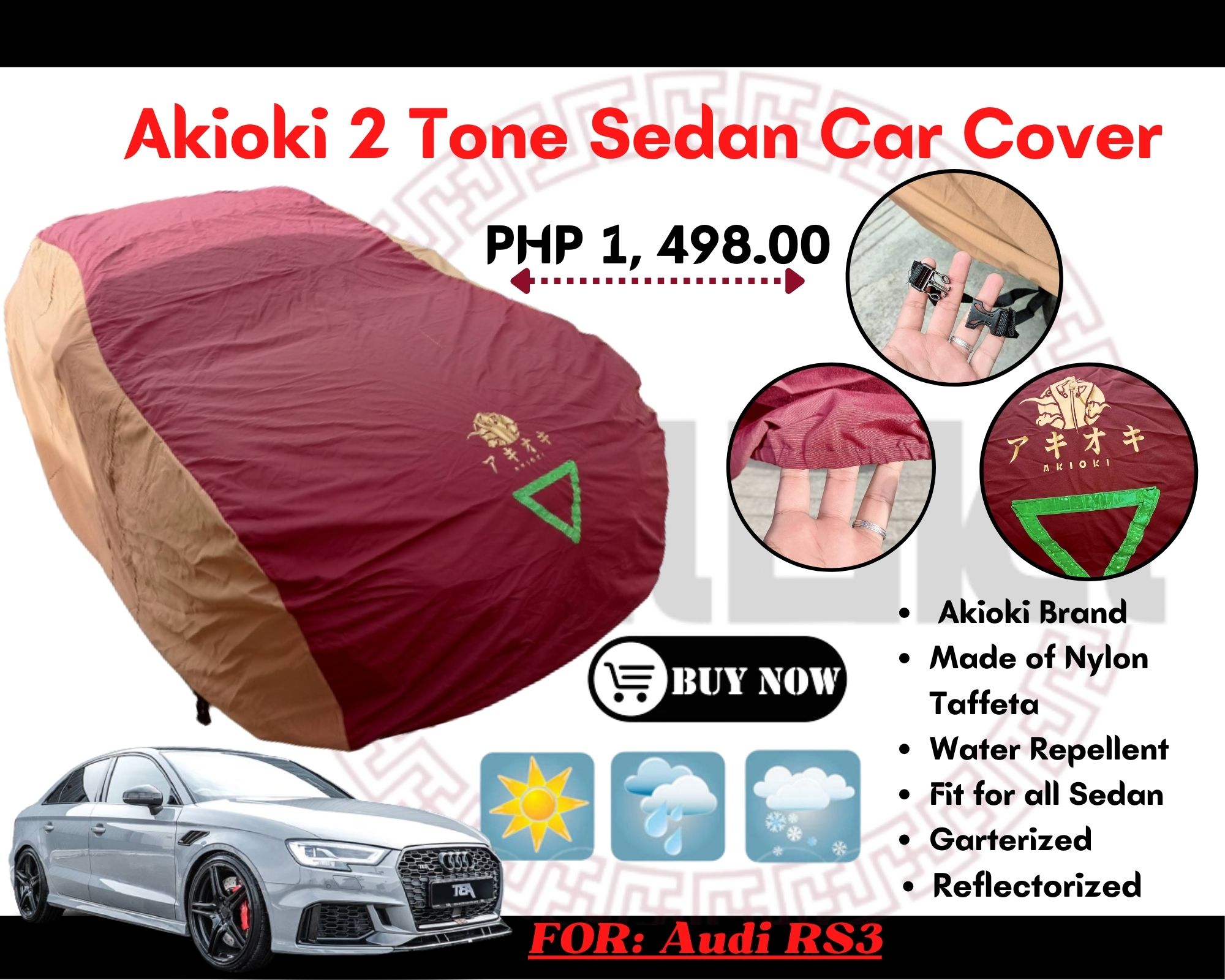 AKIOKI SEDAN CAR COVER FOR Audi RS3, WATERPROOF