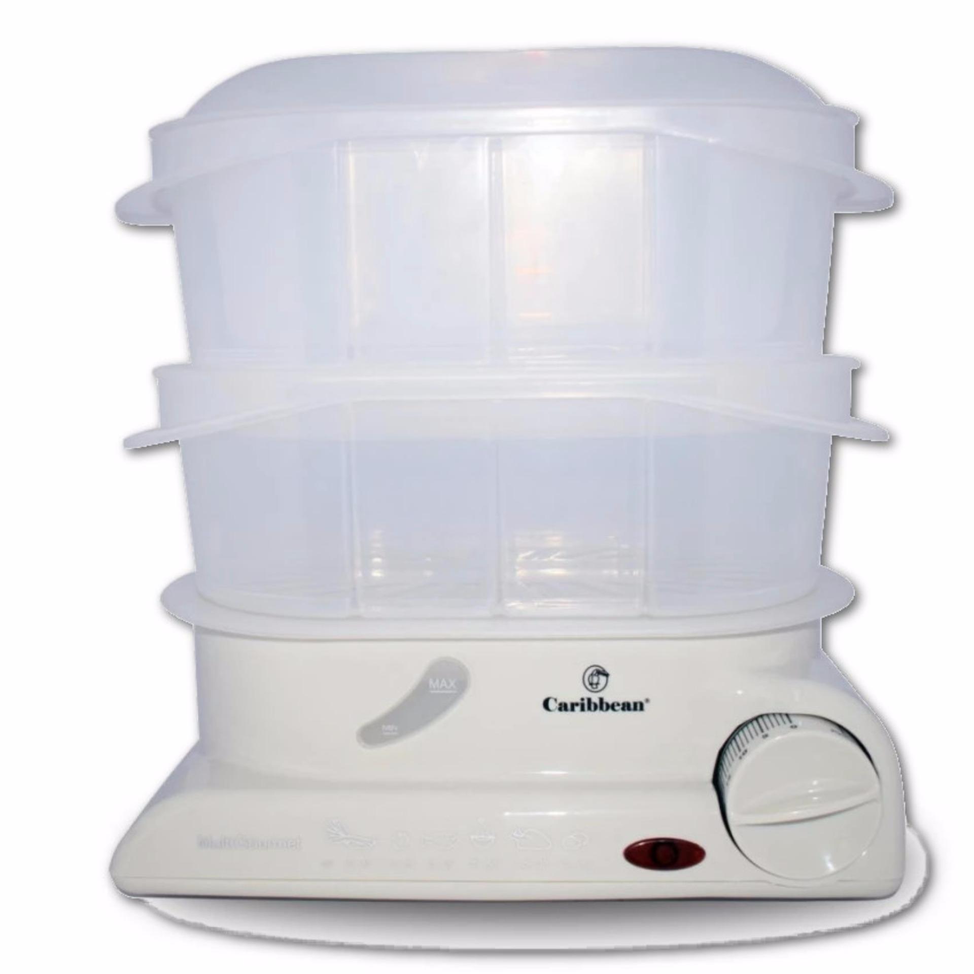 Caribbean Two Layer Electric Steamer with Dividers (White) Lazada PH
