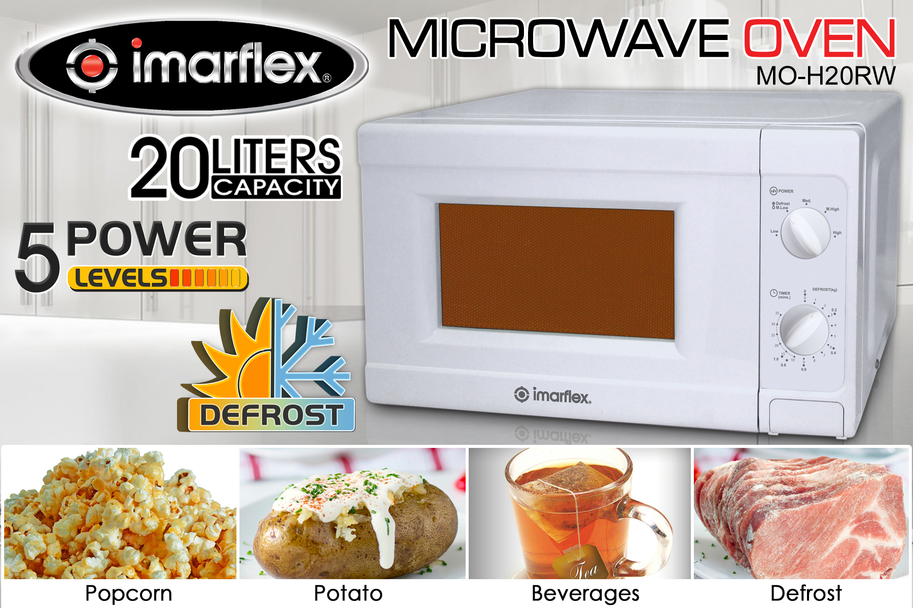 Imarflex MOH20RW Rotary Microwave Oven 20L (White) review and price
