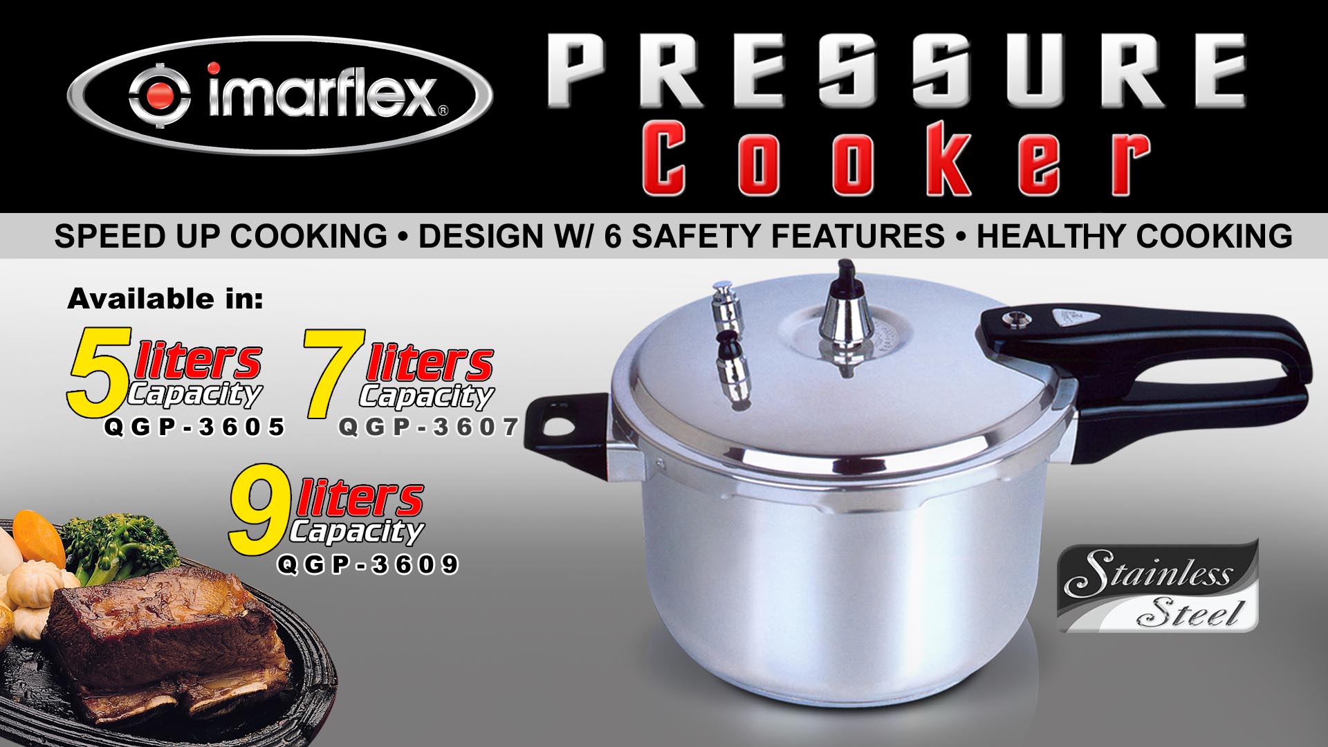 Imarflex QGP3605 Pressure Cooker 5L (Stainless Steel) review and price