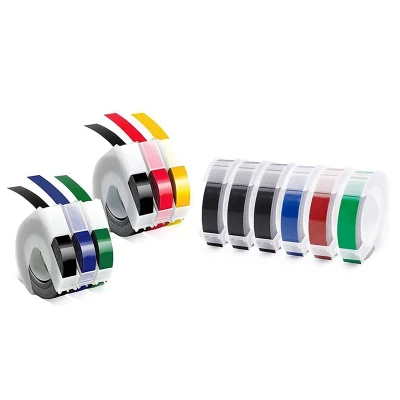 2set Embossing Label Maker Tapes 9mm x 3m Self-Adhesive 3D Plastic Tape for Dymo Embossing Label Machine