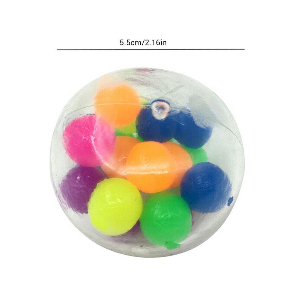 Cube # Blue 1Pc Stress Balls for Kids Stress Relief Ball for Adults Sensory Fidget Toy Squishy Rainbow Stress Ball with DNA Colorful Beads Stress-Relief and Better Focus Toy Squeeze Ball Toy 