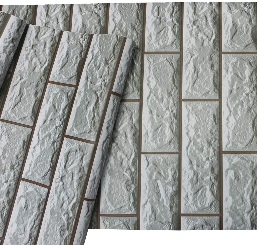 Self-Adhesive Wallpaper Stone Wallpaper Peel & Stick Wallpaper Grey  Embossed Tile Wall Vinyl Wallpaper for Wall Decor Film Roll | Lazada PH
