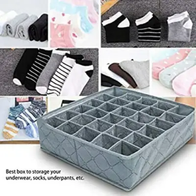 30 Cells Bamboo Charcoal Underwear Ties Socks Drawer Closet Organizer Dividers Storage Box