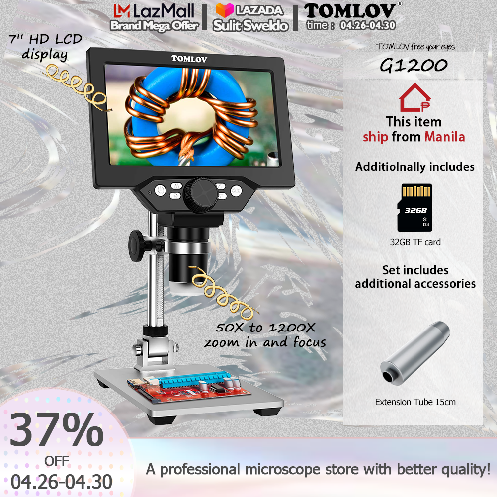 TOMLOV G1200 USB Digital Microscope VGA Video Microscopes Soldering