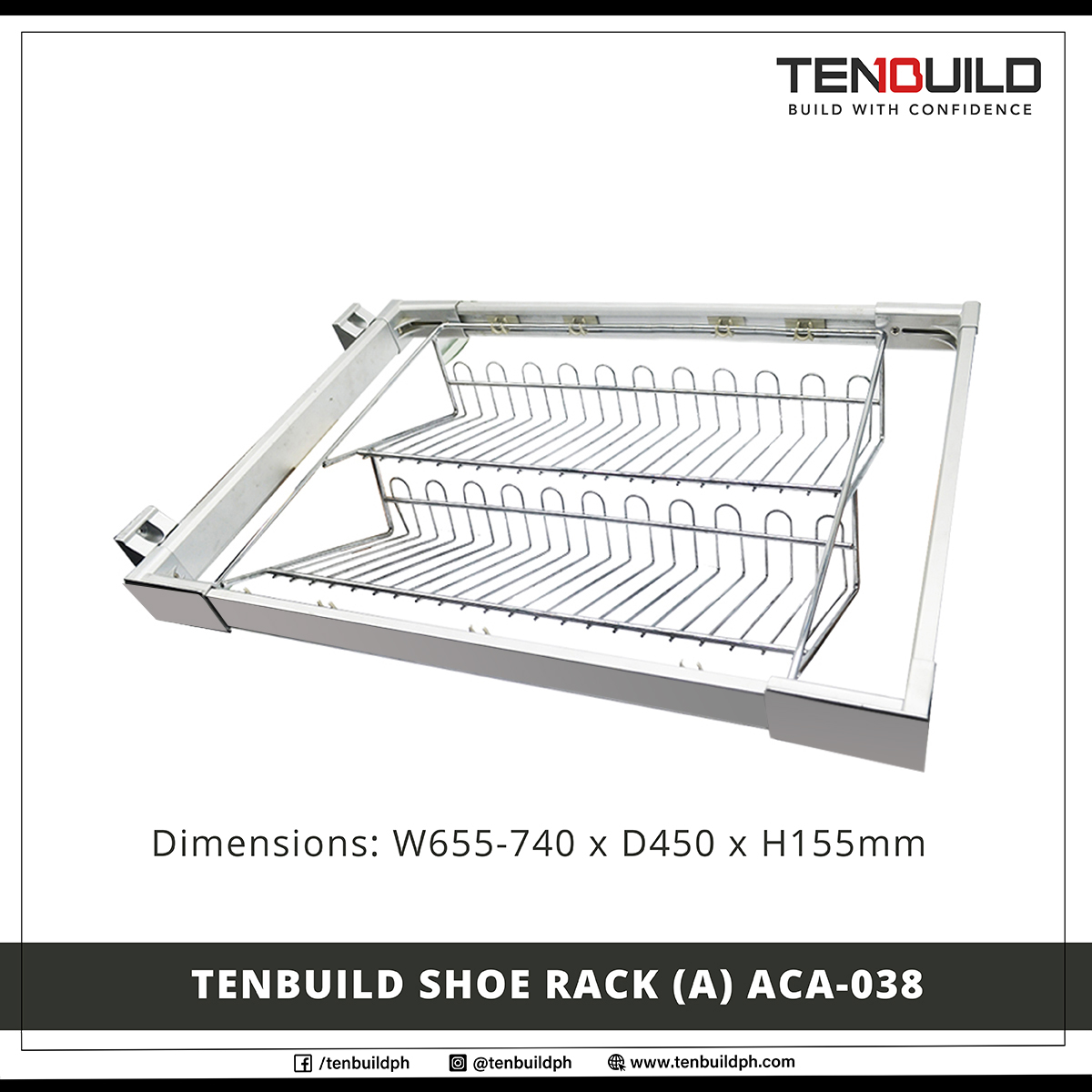 Tenbuild Shoe Rack Builtin Shoe Rack with Drawer Glider Mechanism(A