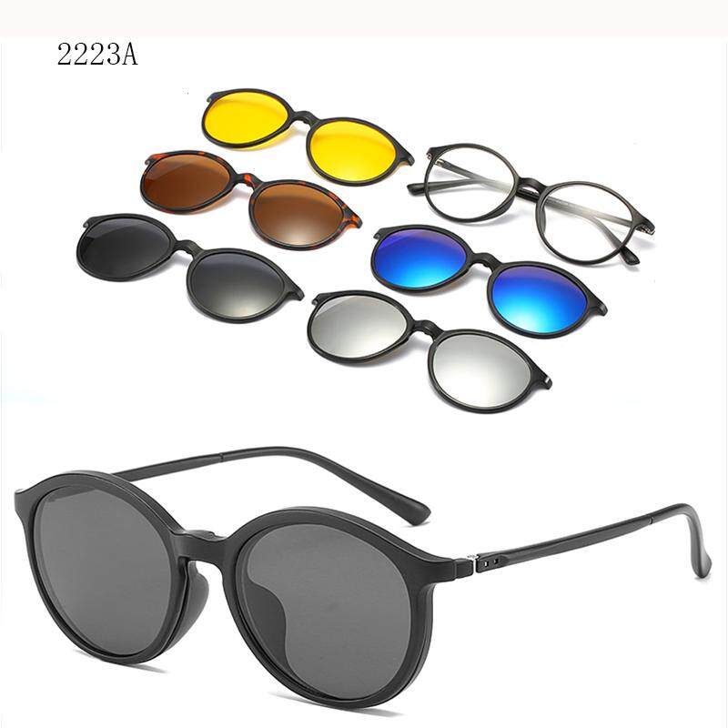 RUISIMO 5 lenes male Sunglasses Clip Mirrored Clip on Sunglasses