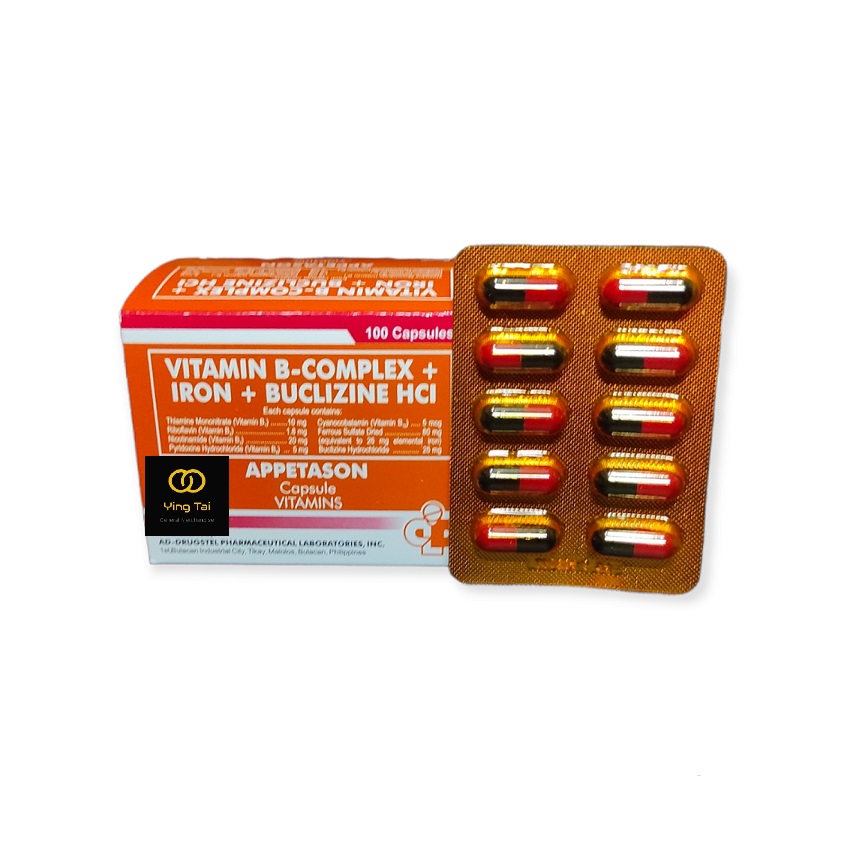 Appetason 10 Capsules Vitamin B Complex + Iron + Buclizine HCI