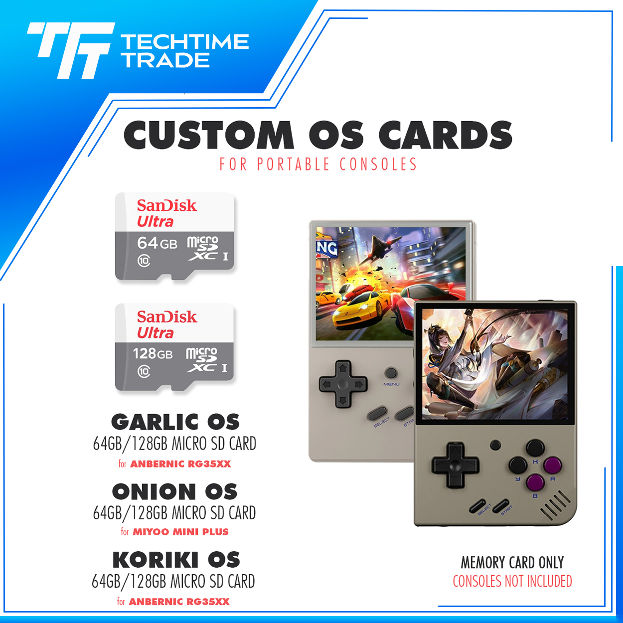 Gigaware Custom OS Cards for Portable Consoles Anbernic RG35XX GarlicOS  KorikiOS and Miyoo MIni Plus OnionOS etc | Lazada PH