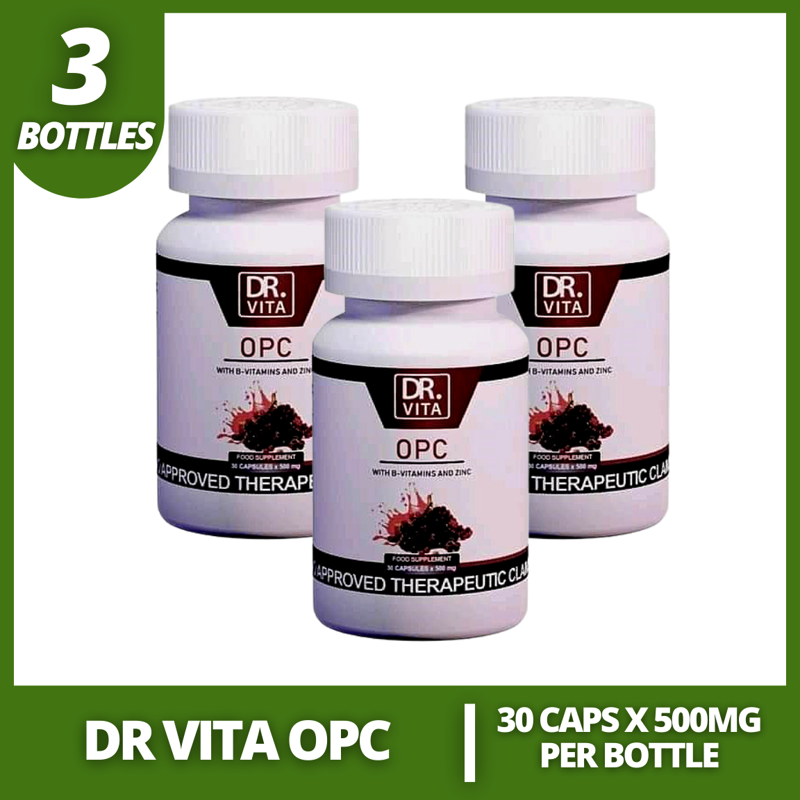 [SET OF 3 BOTTLES] Dr. vita Opc With Bvitamins And Zinc Helps Prevent