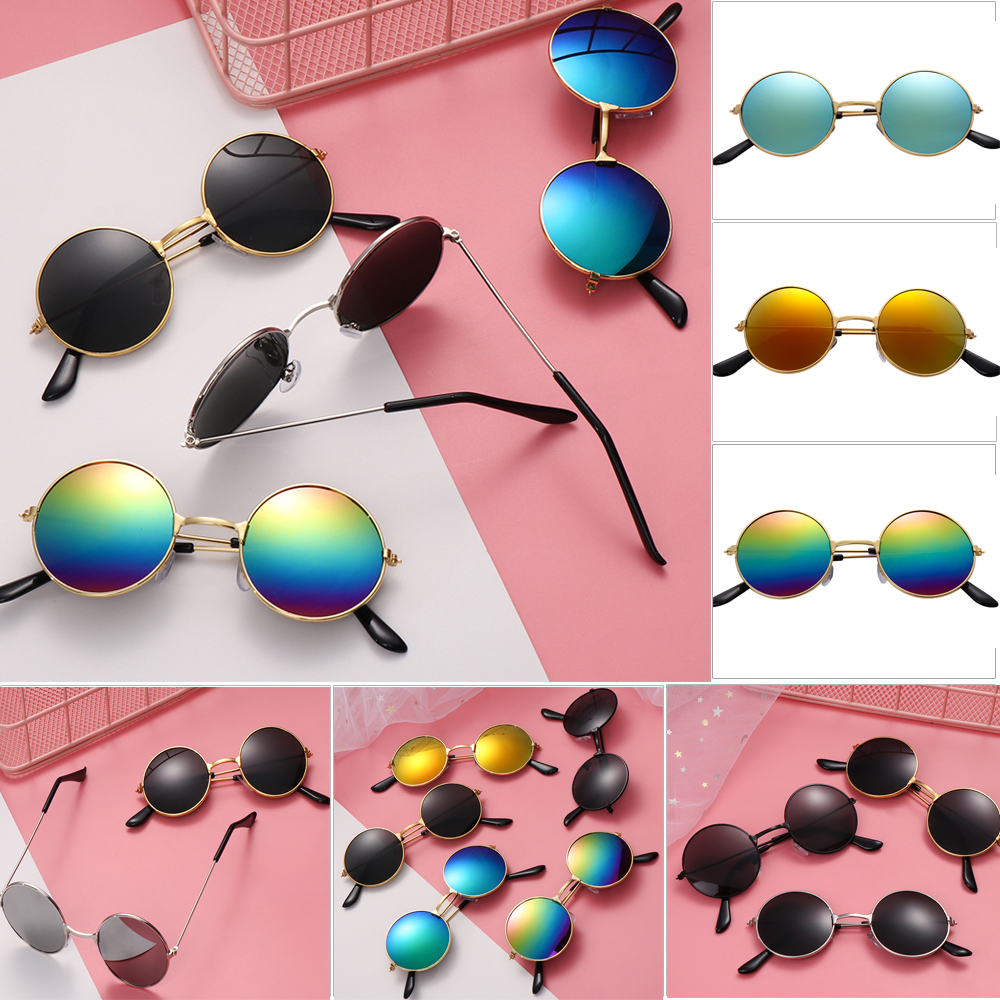 B2RJKKKHO 1pc Cool Fashion Streetwear Color Film Outdoor Product Reflective Retro Round Sun Glasses Eyewear Children Sunglasses