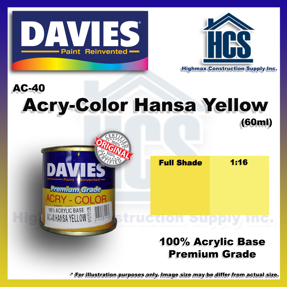 Davies AC40 AcryColor Hansa Yellow (1/4L 60ml) Lazada PH