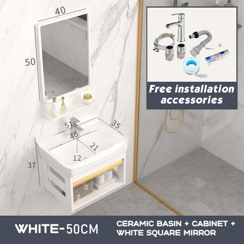 Pozula Bathroom sink lavatory sink complete set Aluminum bathroom Ceramic sink with