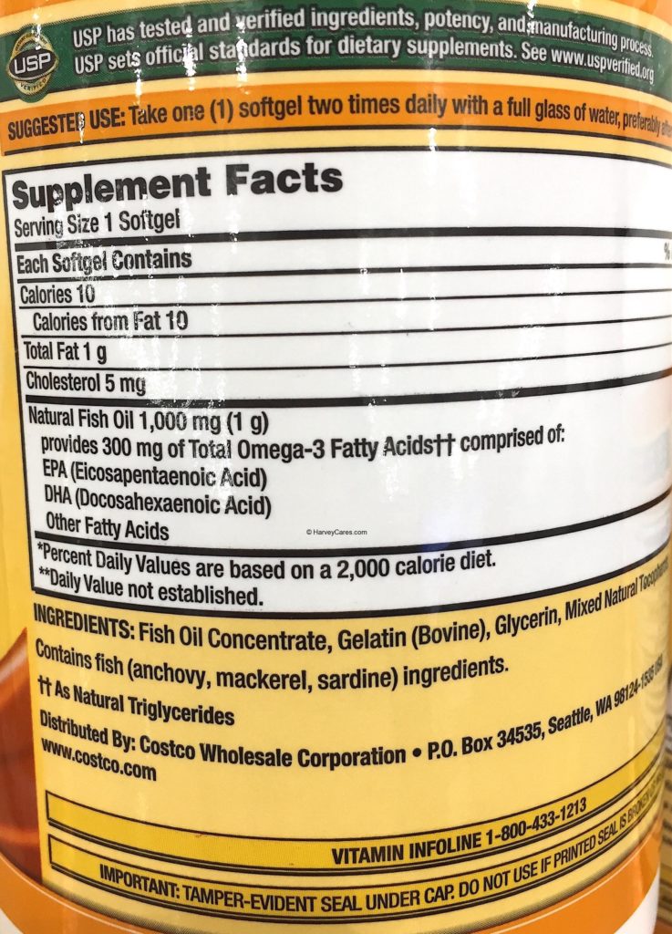 Kirkland fish best sale oil nutrition facts