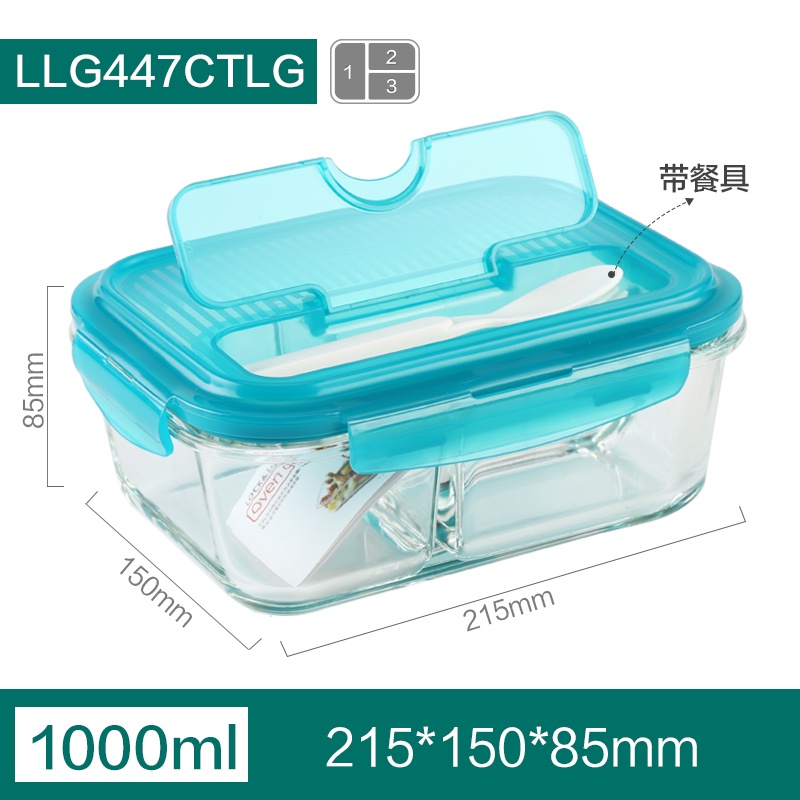Lock and lock glass divider compartment lunch box heatresistant microwave men and women work