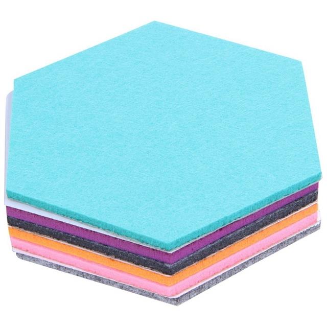 Set Of 6 Hexagon Felt Pin Board Self Adhesive Bulletin Memo Photo Cork