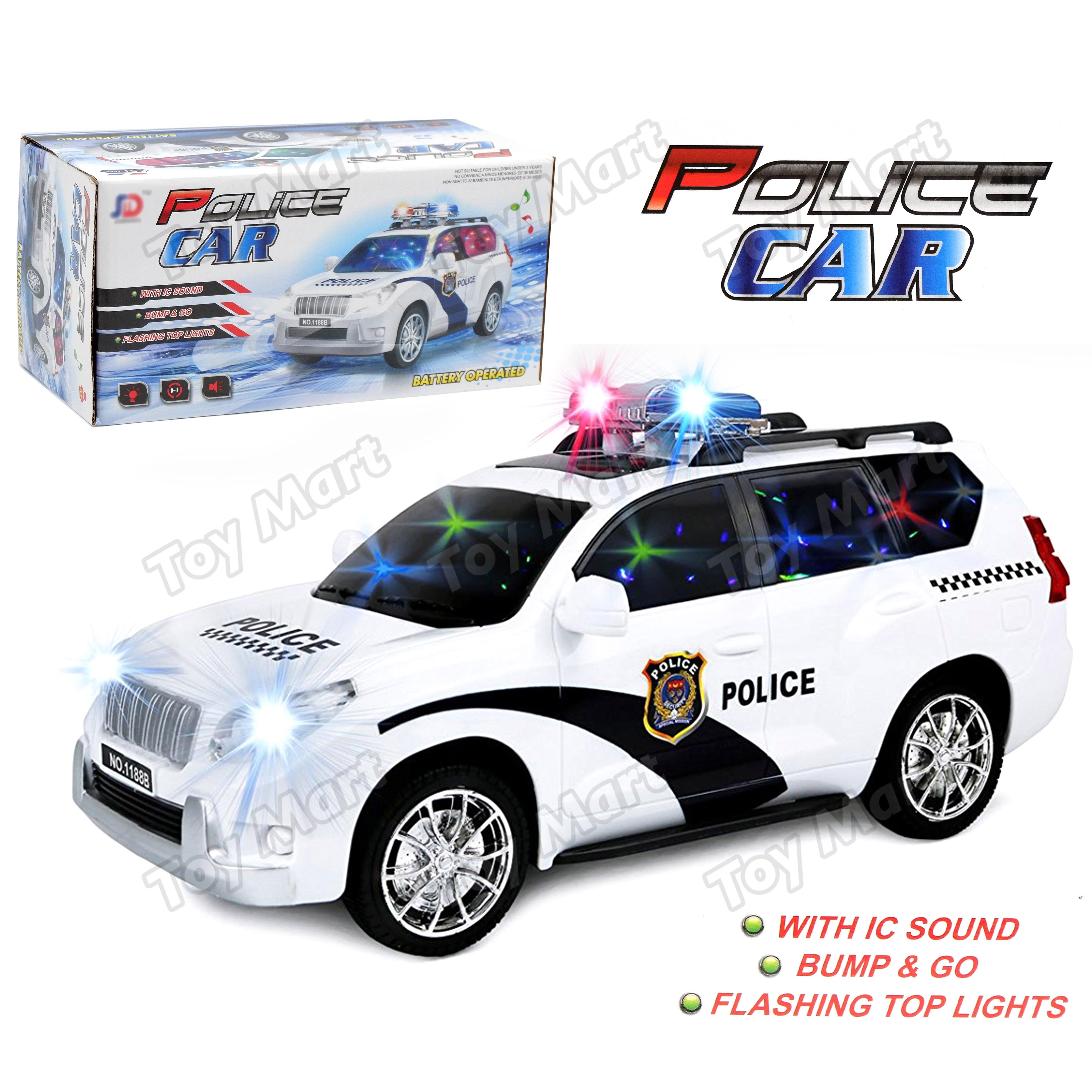 police car toy with lights and sound