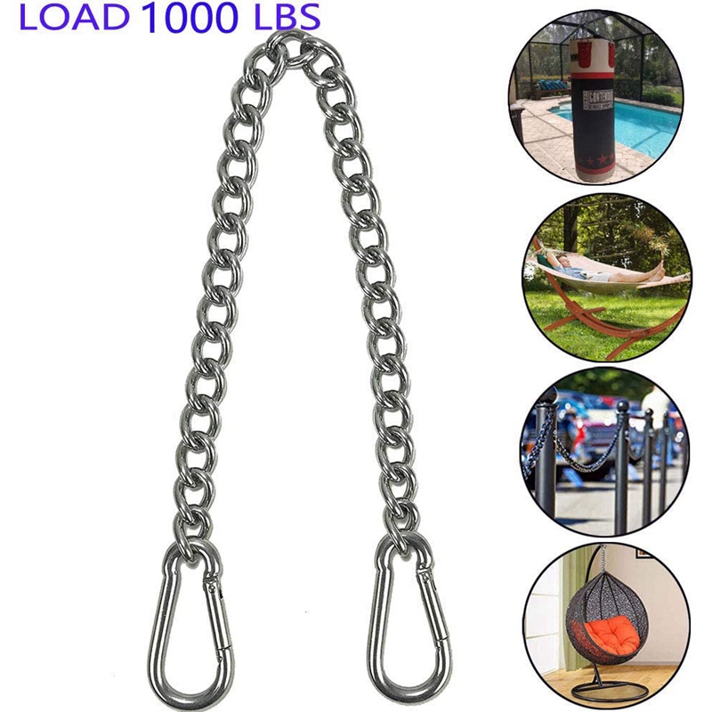 Hanging Chair Chain with Two Carabiners, Stainless Steel Hanging Kits for Hammock Punching Bags Heavy Duty 1000 LB