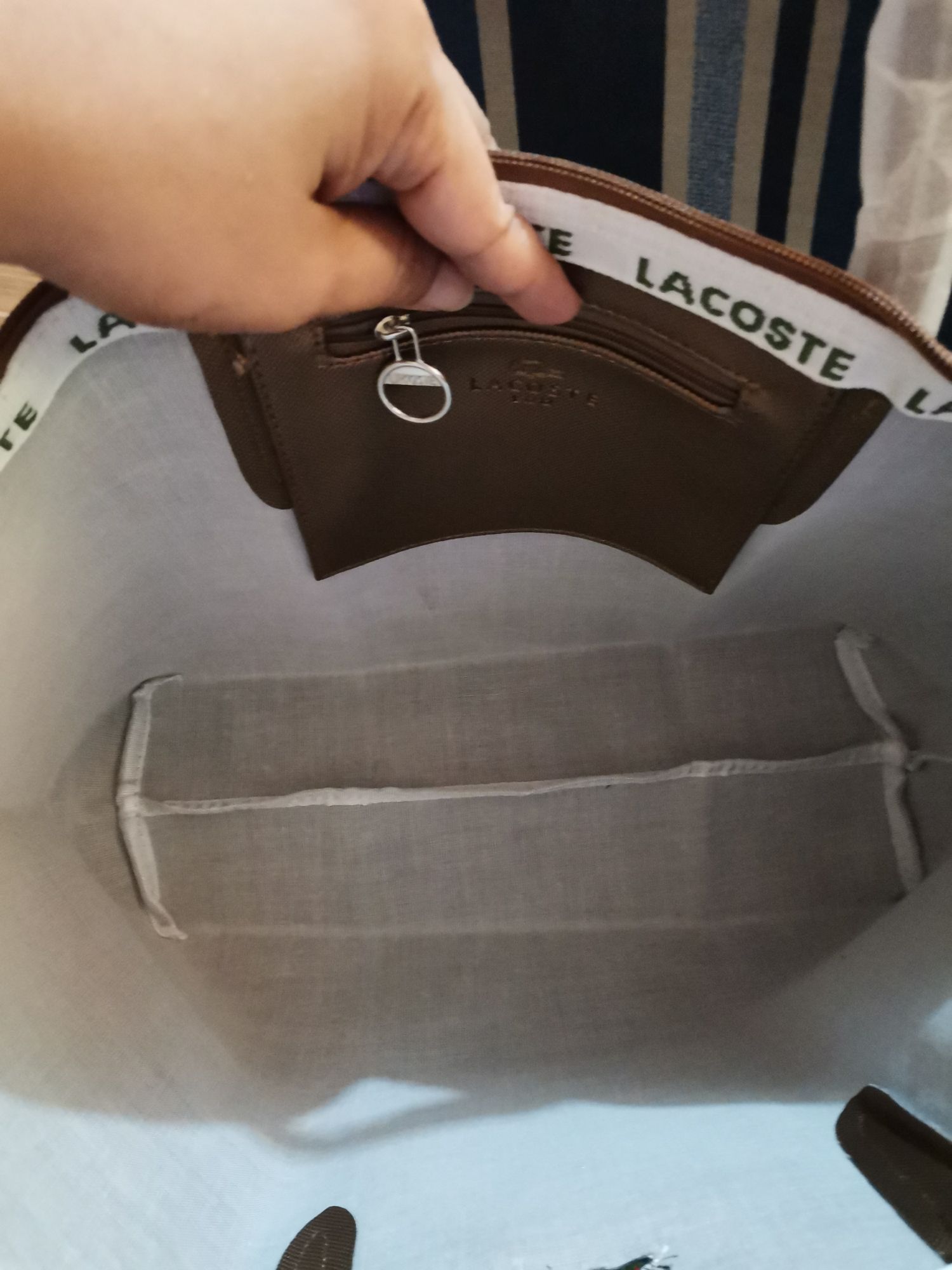 inside of original lacoste bag