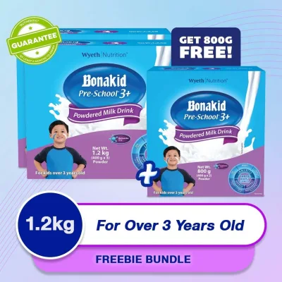 [Buy 2 1.2KG Get 1 800g] Wyeth® BONAKID PRE-SCHOOL® 3+ Stage 4 Powdered Milk Drink for Children Over 3 Years Old Sachet in Box VK