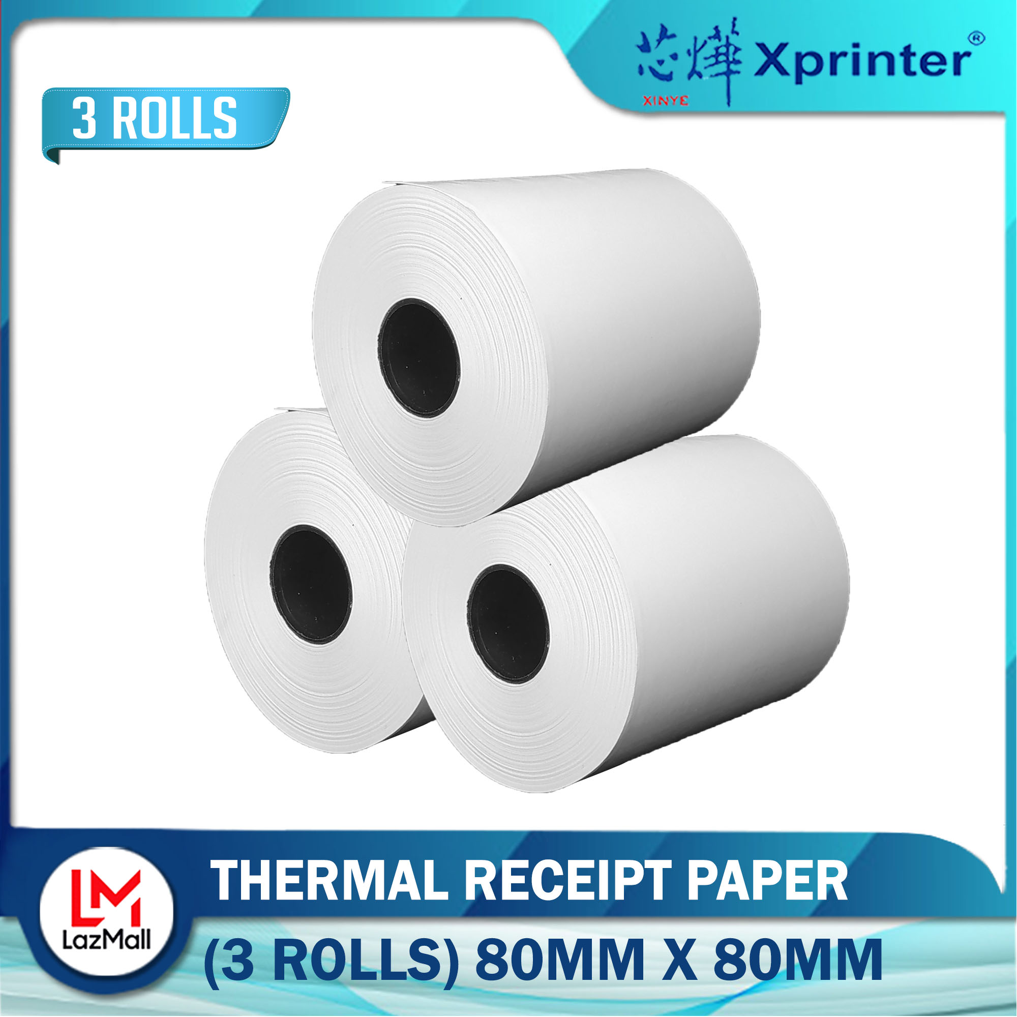 Xprinter 80mm*80mm Thermal Paper Roll 3 in 1 Pack POS for credit card